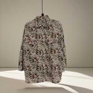 White Stag Brown  Button-Up Blouse / L